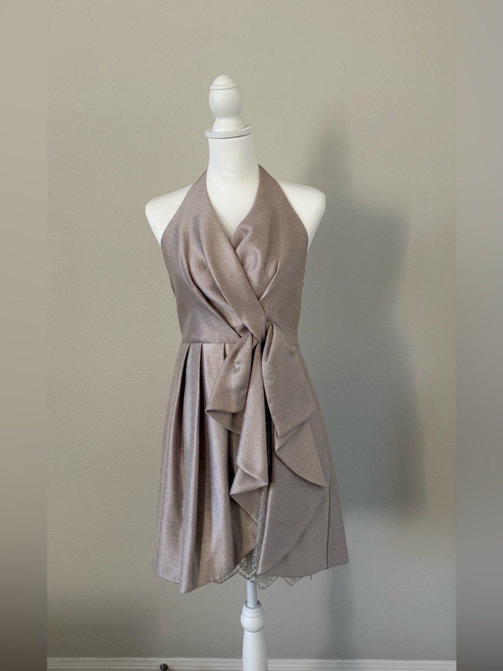 Cynthia Steffe Backless Halter Dress in Taupe